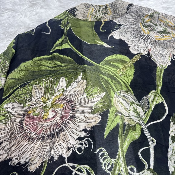 One Hundred Stars Kimono OS New Passion Floral Vibrant Open Front Relaxed Light - Picture 10 of 10